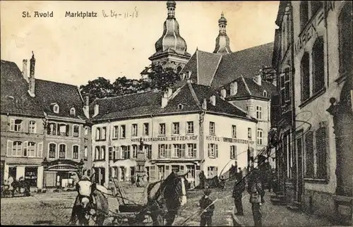 Ak St. Avold Lothringen Moselle, Marktplatz, Restaurant Metzer Hof