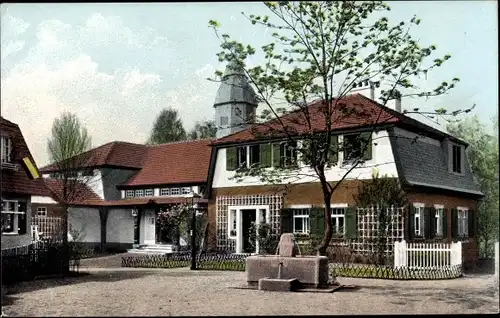 Ak Dresden Zentrum Altstadt, Schule auf dem Dorfplatz, Brunnen, Kunstgewerbeausstellung 1906