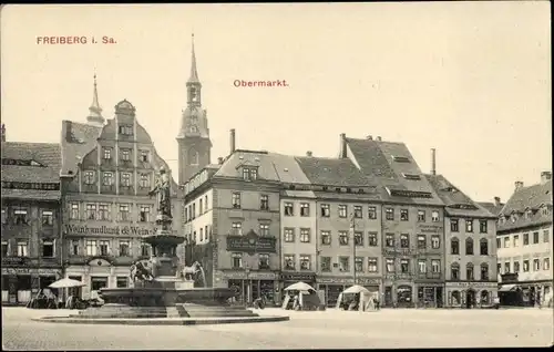 Ak Freiberg in Sachsen, Obermarkt, Weinhandlung, Putzgeschäft