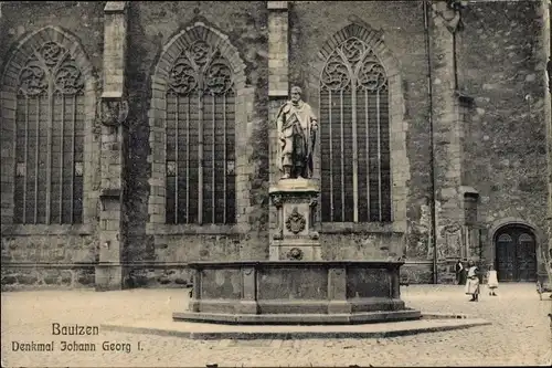 Ak Bautzen in der Oberlausitz, Denkmal Johann Georg I.