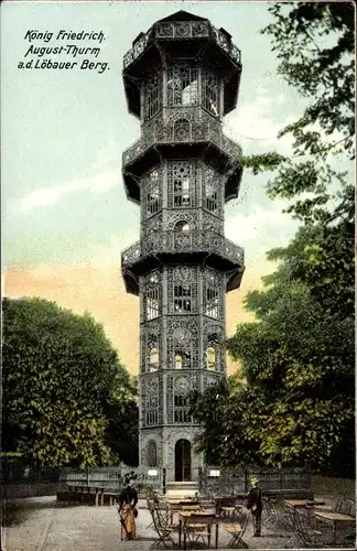 Ak Löbau in Sachsen, König Friedrich August Turm auf dem Löbauer Berg