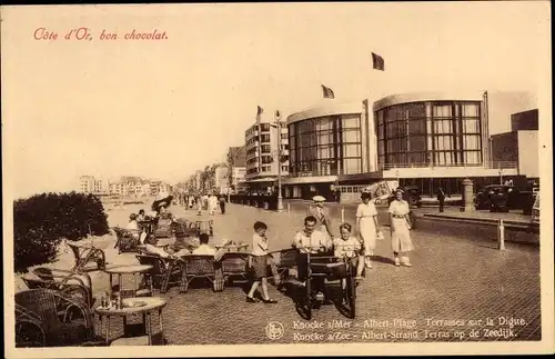 Ak Knokke Knocke Westflandern, Albert Strand Terras op de Zeedijk