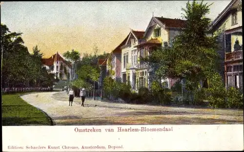 Ak Bloemendaal Nordholland Niederlande, Omstreken van Haarlem-Bloemendaal, Häuserzeile