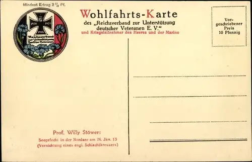 Künstler Ak Stöwer, Willy, Deutsche Kriegsschiffe, Seegefecht in der Nordsee am 24. Januar 1915