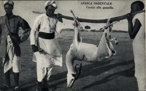 Ak Africa Orientale, Caccia alla gazzella, Jagd, erlegte Gazelle