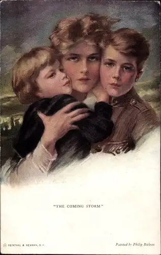 Künstler Ak Boileau, Philip, The coming Storm, Mutter mit Kindern