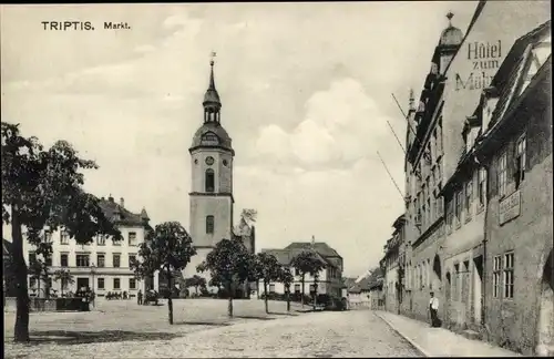Ak Triptis in Thüringen, Marktplatz, Hotel, Rathaus