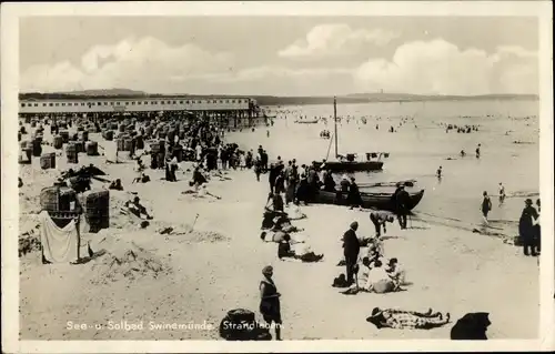 Ak Świnoujście Swinemünde Pommern, Strand, Boote