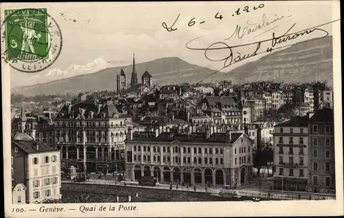 Ak Genève Genf Stadt, Quai de la Poste
