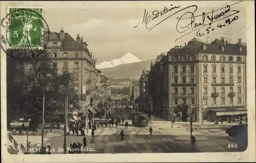 Ak Genève Genf Schweiz, Rue du Mont Blanc