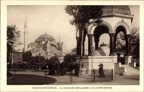 Ak Konstantinopel Istanbul Türkei, La Fontaine Guillaume II et Sainte Sophie