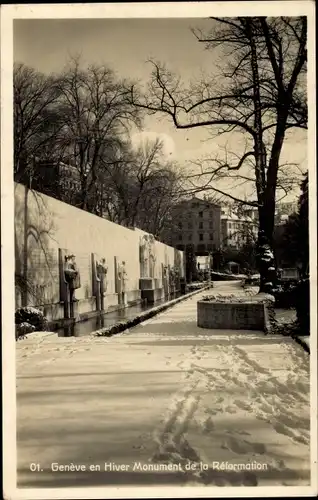 Ak Genève Genf Schweiz, Hiver Monument de la Reformation