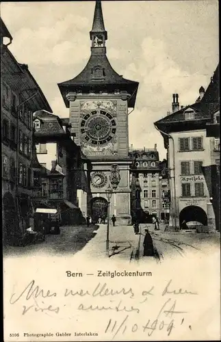 Ak Bern Stadt Schweiz, Zeitglockenturm, Apotheke
