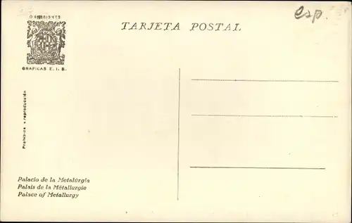 Ak Barcelona Katalonien Spanien, Exposicion Internacional 1929, Palacio de la Metalurgia