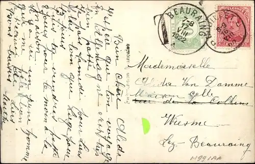 Ak Getigerte Katze, Tierportrait