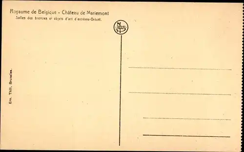 Ak Mariemont Morlanwelz Wallonien Hennegau, Centre d'Elevage, Salle des bronzes et objets d'art