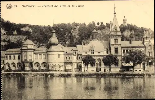 Ak Dinant Wallonien Namur, Hotel de Ville et la Poste