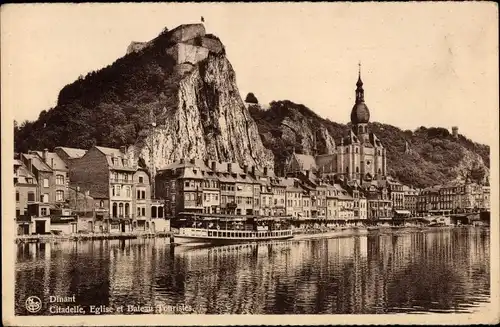 Ak Dinant Wallonien Namur, Citadelle, Eglise et Bateau Touristes