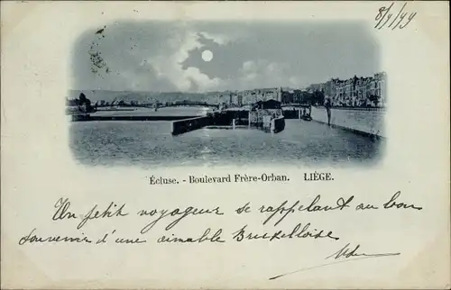 Mondschein Ak Liège Lüttich Wallonien, Ecluse, Boulevard Frere-Orban