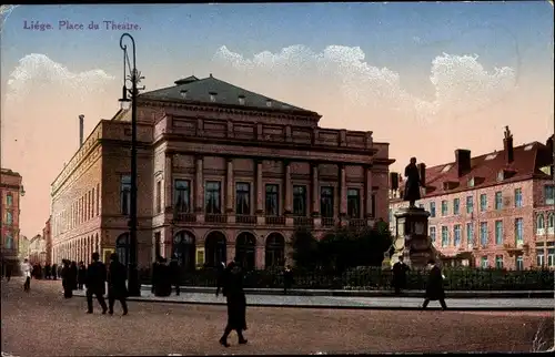 Ak Liège Lüttich Wallonien, Place du Theatre