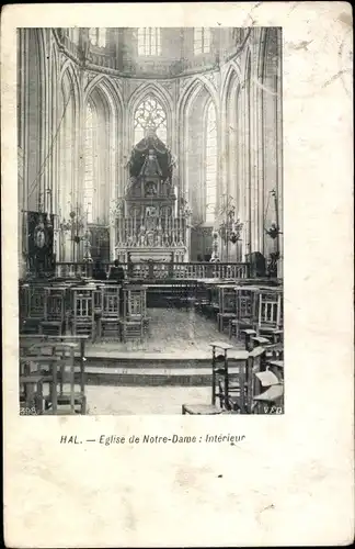 Ak Hal Flämisch Brabant Flandern, Eglise de Notre-Dame, Interieur, Blick zum Altarraum