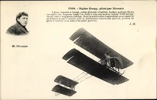 Ak Biplan Goupy, piloté par M. Bobba, Doppeldecker, Flugzeug