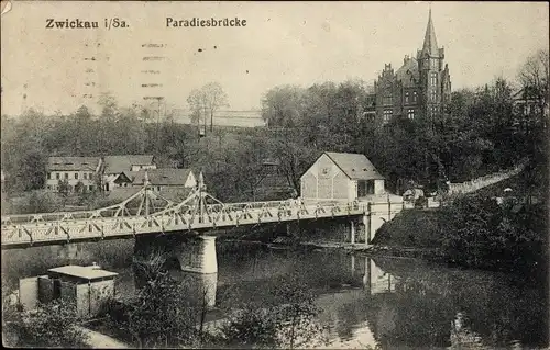 Ak Zwickau in Sachsen, Paradiesbrücke