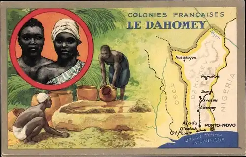 Landkarten Ak Dahomey Benin, Colonies Francaises, Einheimische beim Wasserschöpfen
