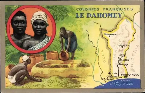 Landkarten Ak Dahomey Benin, Colonies Francaises, Einheimische beim Wasserschöpfen