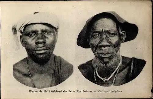 Ak Mission du Shiré des Prères Montfortains, Vieillards Indigènes