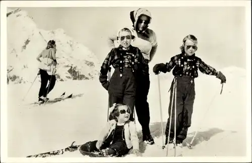Ak Zermatt Kanton Wallis, Königsfamilie im Skiurlaub, 3. April 1947
