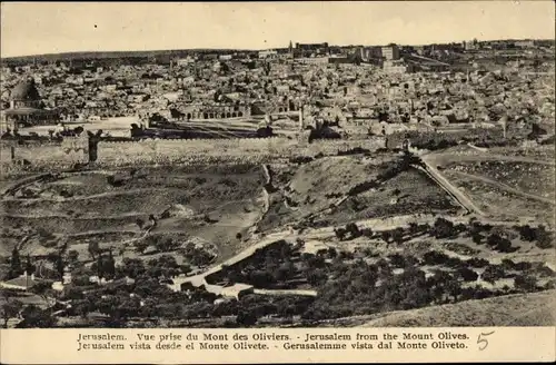 Ak Jerusalem Israel, Vue prise du Mont des Oliviers