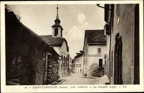 Ak Saint Gingolph Kt. Wallis, La Chapelle, Straßenpartie, Glockenturm