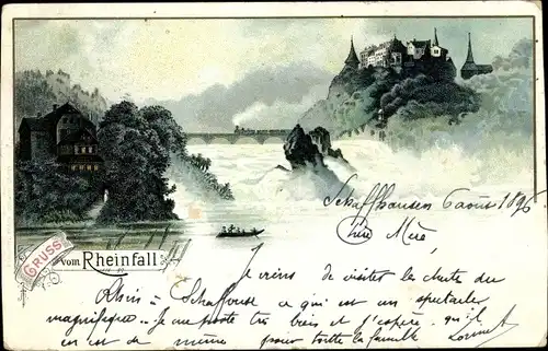 Litho Rheinfall Kanton Schaffhausen, Wasserfall