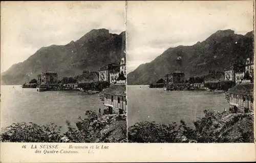 Stereo Ak Brunnen Kt Schwyz, le Lac des Quatre-Cantons, Vierwaldstättersee