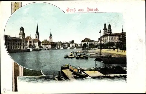 Ak Zürich Stadt Schweiz, Hafenpartie, Boot