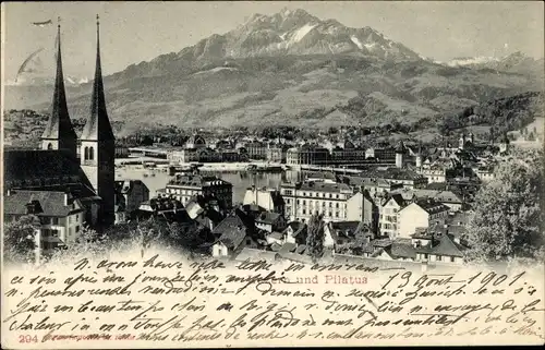 Ak Luzern Stadt Schweiz, Gesamtansicht, Pilatus