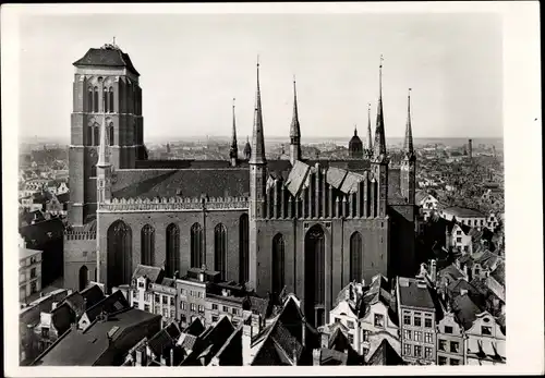 Ak Gdańsk Danzig, St. Marienkirche, Südseite, Vogelschau
