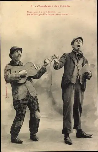 Ak Chanteurs de Cours, Musizierende Männer, Gitarre, Gesang