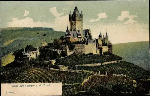 Ak Cochem an der Mosel, Panorama, Schloss