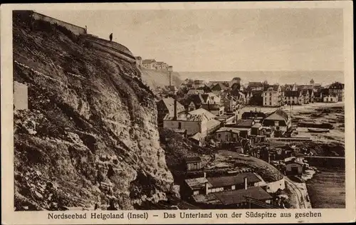 Ak Nordseeinsel Helgoland, Unterland von der Südspitze aus gesehen