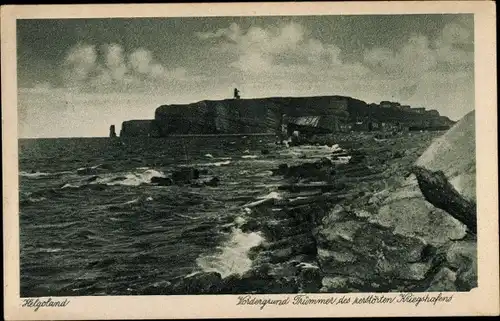 Ak Nordseeinsel Helgoland, Trümmer des zerstörten Kriegshafens