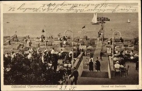 Ak Ostseebad Timmendorfer Strand, Strand mit Seebrücke