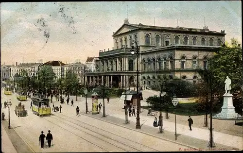 Ak Hannover in Niedersachsen, Hoftheater, Straßenbahn, Kutsche