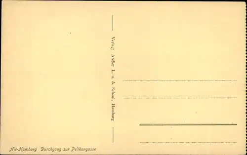 Ak Hamburg, Durchgang zur Pelikangasse