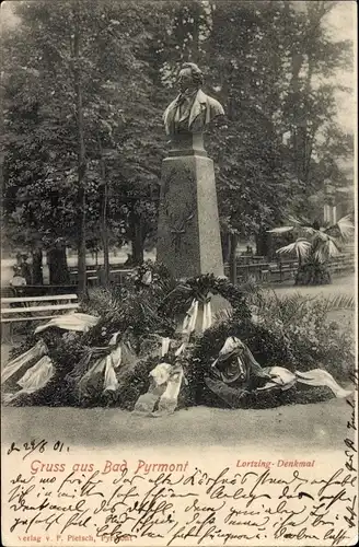 Ak Bad Pyrmont in Niedersachsen, Lortzing-Denkmal