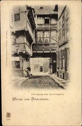 Ak Hildesheim in Niedersachsen, Durchgang zum Andreasplatz