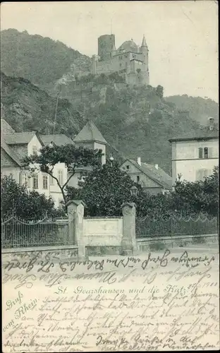 Ak Sankt Goarshausen am Rhein, Burg Katz