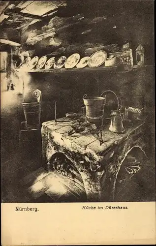 Ak Nürnberg in Mittelfranken, Küche im Dürerhaus