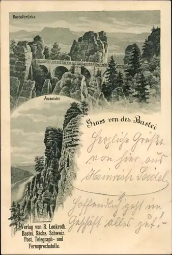 Litho Lohmen im Elbsandsteingebirge, Bastei, Basteibrücke